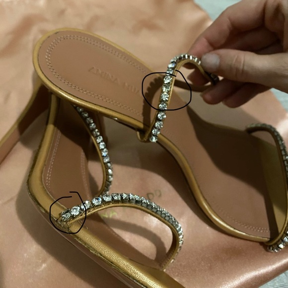 🚨RARE AMINA MUADDI GILDA CRYSTAL TAN HEELS 38🚨 - Picture 4 of 8
